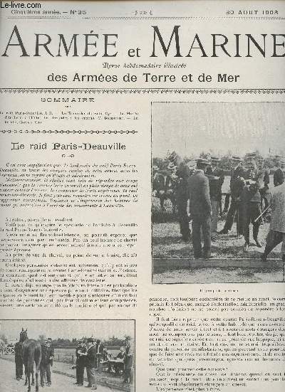 Arme et Marine N35 5eme anne, 30 aot 1903 - Le raid Paris-Deauville - Le triomphe de Saint-Cyr - Le muse d'Artillerie  l'Htel des Invalides : les canons - La torpille