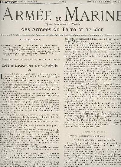 Arme et Marine N38 5eme anne, 20 septembre 1903 - Les manoeuvres de cavalerie - Les instructions du gnral de Ngrier - Les grandes manoeuvres du Sud-Est - Artillerie coloniale et 3e dragons - Au Maroc (suite) : administration du pays - Le canal de