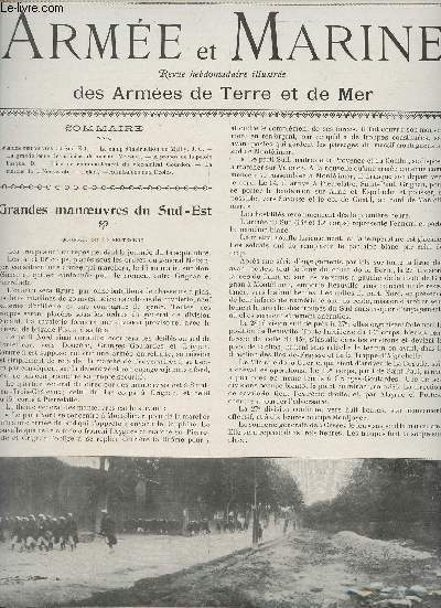 Arme et Marine N40 5eme anne, 4 octobre 1903 - Grandes manoeuvres du Sud-Est - Le camp d'instruction de Mailly - La grande tenue des officiers de marine - A propos de la pelote basque - Prise de commandement du vice-amiral Gourdon - La marche de la