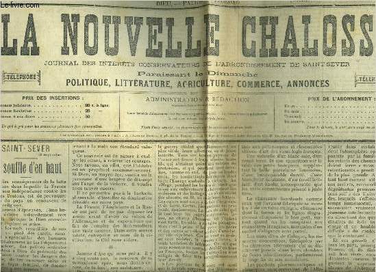 LA NOUVELLE CHALOSSE N1975 38EME ANNEE SEPTEMBRE 1914 - Saint-Sever 26 septembre le souffle d'en haut - Paysans de France - on les boycottera ! - civilisation franaise et Kultur allemande - du calme dans la ferme esprance etc.