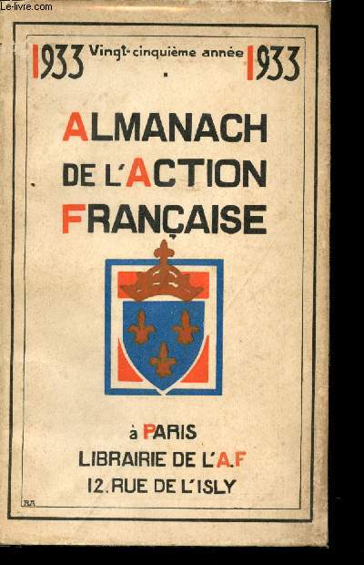 Almanach de l'Action Franaise 1933.