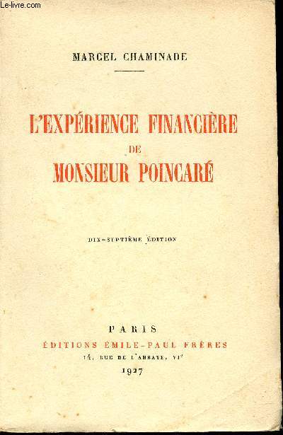 L'exprience financire de Monsieur Poincar.