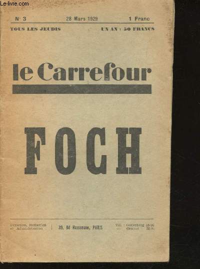Le Carrefour N 3 du 28 Mars 1929.