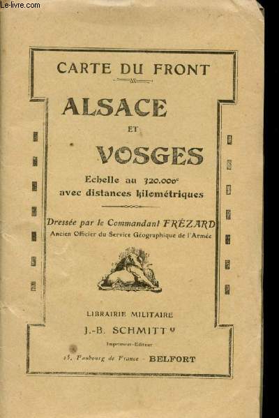 Carte du Front. Alsace et Vosges. Echelle au 320.000 avec distances kilomtriques.