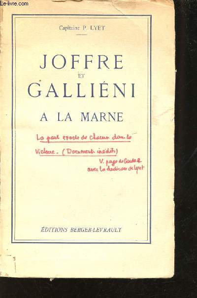 Joffre et Gallini  la Marne. Avant-propos du Gnral M. Gamelin.