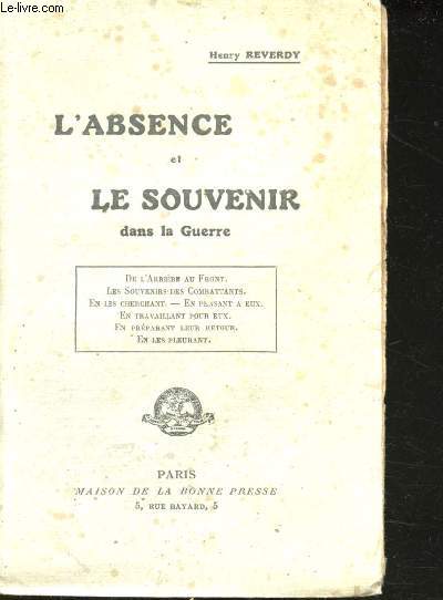 L'Absence et le Souvenir dans la Guerre.