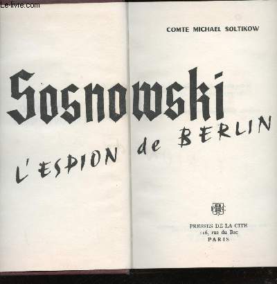 Sosnowski - L'espion de Berlin -