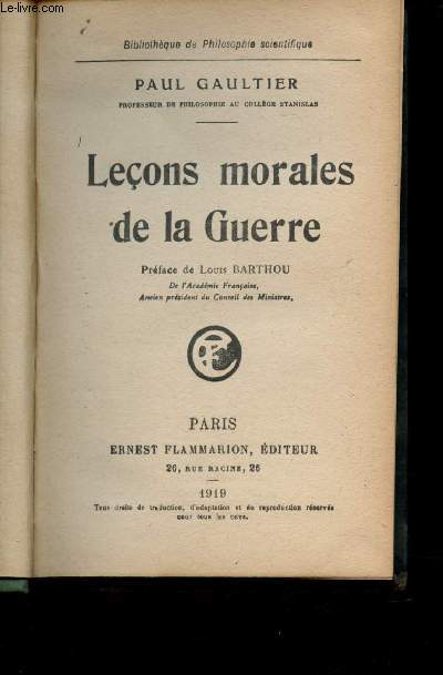 Leons morales de la Guerre -