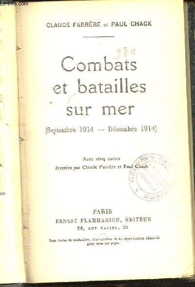 Combats et batailles sur mer (Septembre 1914-dcembre 1914)