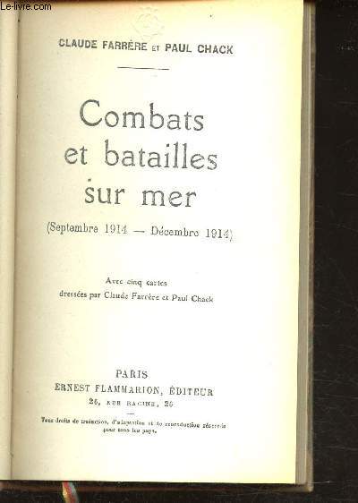 Combats et batailles sur mer (septembre 1914 - dcembre 1914) -
