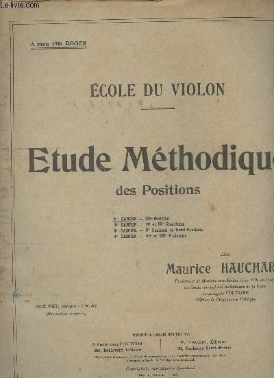 Ecole du violon - Etude mthotique des positions - 1er, 2e, 3e et 4e cahiers (4 volumes)
