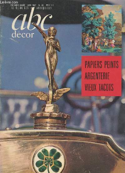 Le guide des antiquits, abc dcor - 3e anne n32 Juin 67 - Charme des papiers peints - Le Panthon des vieux tacots - Le printemps au Salon d'Automne - L'argenterie : cette grande puissance - Ct jardin, statues anciennes et meubles modernes - Mcon :