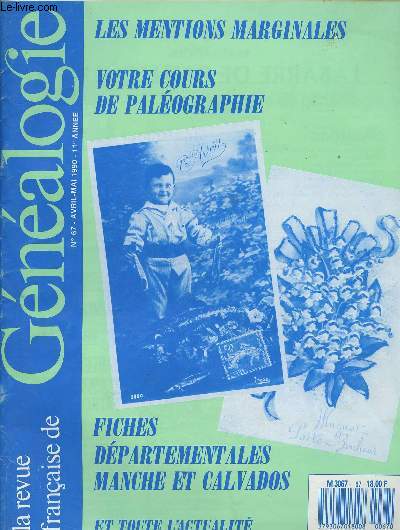 La Revue franaise de Gnalogie n67 Avril-mai 1990 - 11e anne -