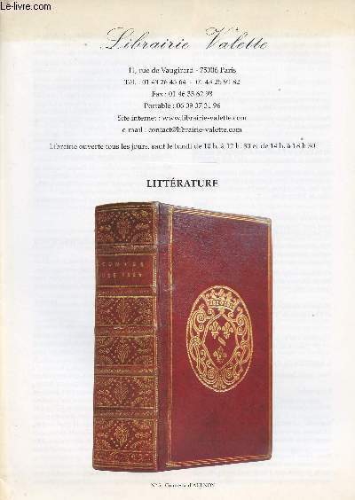 Catalogue Librairie Valette - Littrature