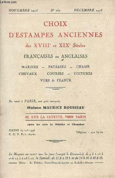 Choix d'estampes anciennes des XVIIIe et XIXe sicles, franaises ou anglaises - Nov. dc. 1975 n167