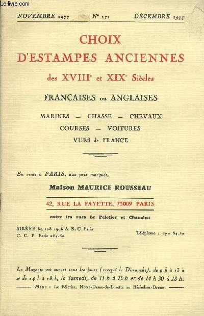Choix d'estampes anciennes des XVIIIe et XIXe sicles, franaises ou anglaises - Nov. dc. 1977 n171