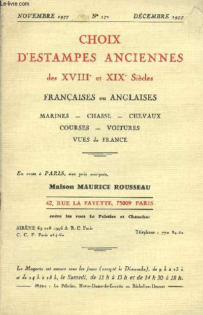 Choix d'estampes anciennes des XVIIIe et XIXe sicles, franaises ou anglaises - Nov. dc. 1977 n171