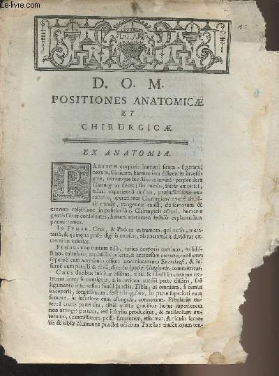 D.O.M. Positiones Anatomicae et chirurgicae