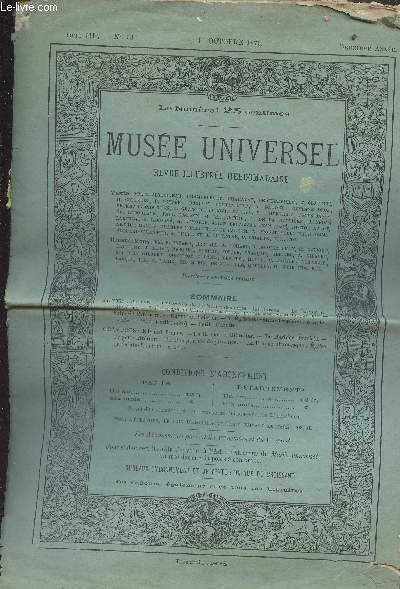 Muse Universel, revue illustre hebdomadaire - Tome IIIe - N54 - 11 octobre 1873 - 10e anne -
