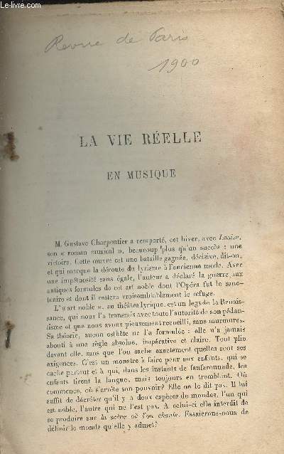 La vie relle en musique - (1 article de la Revue de Paris, 15 juin 1900)