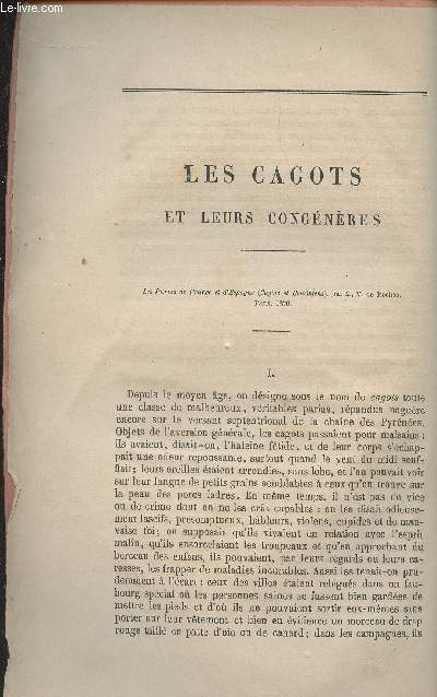Les cagots et leurs congnres - (1 article de la Revue des deux mondes, tome XXV, 1878)