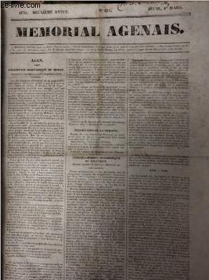 Mmorial Agenais, 2e anne - 1832, n125 - Jeudi 1er mars -Agen, expdition scientifique de More, entreprise et publie par ordre du gouvernement franais - Persillade de la semaine - Cholra-morbus spasmodique ou asiatique, rsum succinet de diffrens