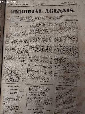 Mmorial Agenais, 8e anne - 1838, n1105 - Jeudi 5 juillet - Agen - Catholicisme, mission de Saint-Hilaire-d'Agen - Feuilleton, Traduction de la 7me ode du 2me livre des odes d'Horace (Edition de Jouvency) A licinius murna - Traduction de la 8me ode du