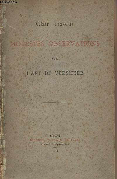 Modestes observations sur l'art de versifier - EO