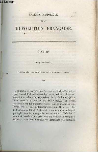 Danton (Jacques-Georges) - Portrait provenant de la Galerie historique de la Rvolution Franaise (1787  1799) (Tome 2)