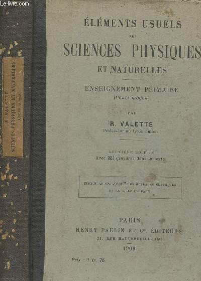 Elments usuels des sciences physiques et naturelles - Enseignement primaire (cours moyen) - 2e dition