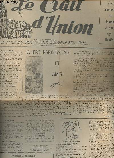 Le Trait d'Union, nouvelle srie n2, Nov. 1956 - Chers paroissiens et amis - Statistiques annuelles - Quand Dieu parlait au 