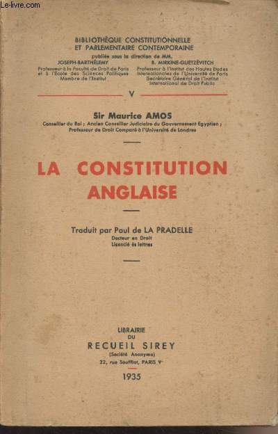 La constitution anglaise - 