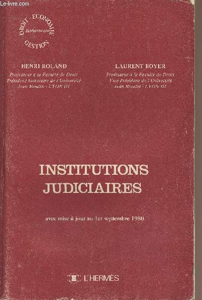 Institutions judiciaires (avec mise  jour au 1er septembre 1980) - 