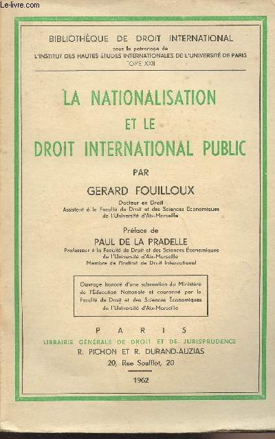 La nationalisation et le droit international public - 