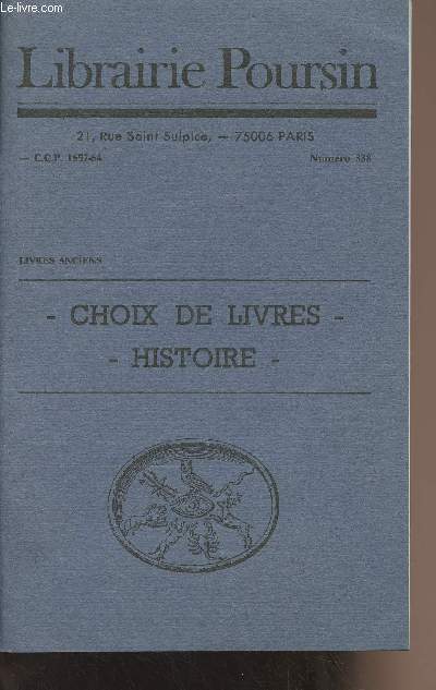 Librairie Poursin - N338 - Livres anciens, choix de livres, histoire