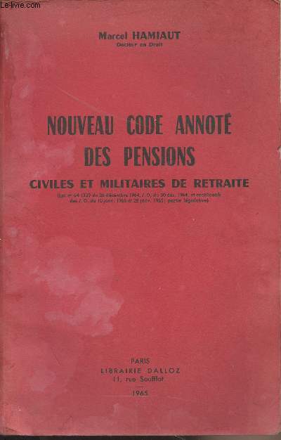 Nouveau code annot des pensions civiles et militaires de retraite