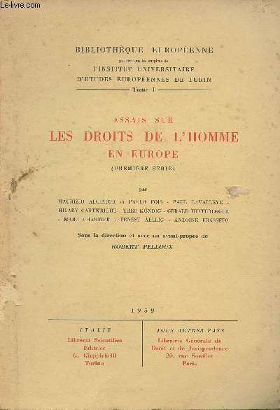 Essais sur les droit de l'homme en Europe (Premire srie) - 