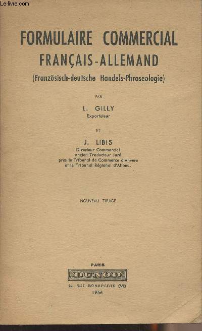 Formulaire commercial franais-allemand (Franzsisch-deutsche Handels-Phraseologie)