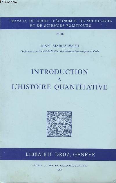 Introduction  l'histoire quantitative - 