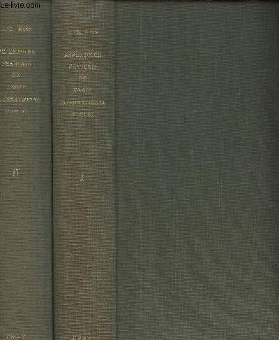 Rpertoire de la pratique franaise en matire de droit international public - En 2 tomes - Tomes I et II