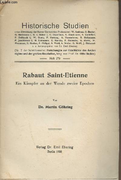 Rabaut Saint-Etinne Ein Kmpfer an der Wende zweier Epochen - 