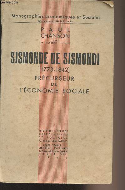 Sismonde de Sismondi (1773-1842) Prcurseur de l'conomie sociale