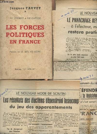 De Thorez  De Gaulle - Les forces politiques en France - Etude et gographie des divers partis