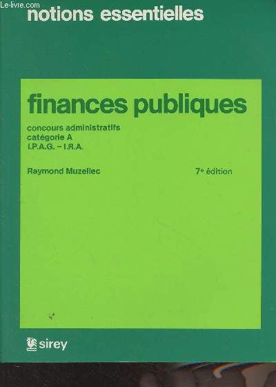 Finances publiques - Concours administratifs catgorie A. I.P.A.G.-I.R.A. - 