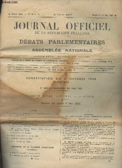Journal officiel de la Rpublique Franaise - Anne 1963 N49 A. N. Vend. 10 mai 63 - Dbats parlementaires - Assemble nationale - Constitution du 4 octobre 1958, 2e lgislature - 2e session ordinaire de 1962-1963 - Sance du jeudi 9 mai 1963 - Demande