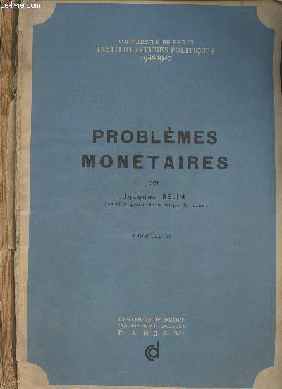 Problmes montaires - Fascicules II et III - 