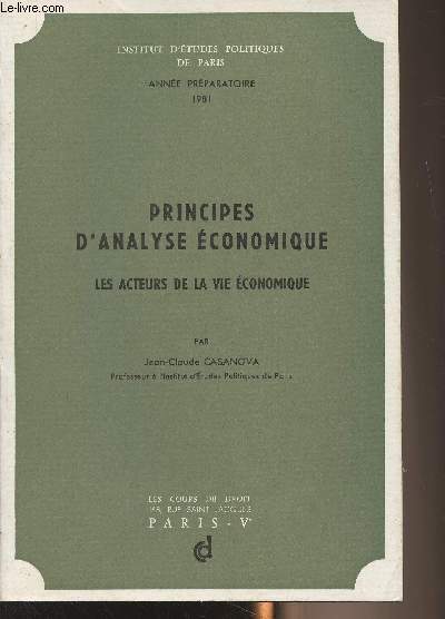 Principes d'analyse conomique (Les acteurs de la vie conomique) - 