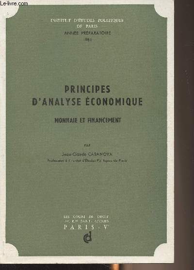 Principes d'analyse conomique (Monnaie et financement) - 