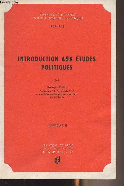 Introduction aux tudes politiques - Fascicule 3 - 