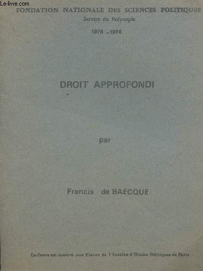 Droit approfondi - 